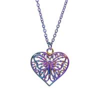 Zinklegierung Herz Anhänger, bunte Farbe plattiert, Modeschmuck & mit einem Muster von Schmetterling, farbenfroh, 22x2x22mm, verkauft von PC