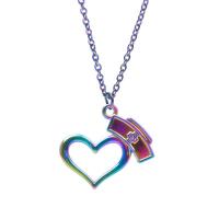 Zink Alloy Hjärta Hängen, färgrik pläterade, mode smycken, flerfärgad, 21x2x23mm, Säljs av PC