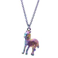 Pingentes animais de liga de zinco, Zebra, platinado colorido, joias de moda, multi colorido, 18x3x30mm, vendido por PC