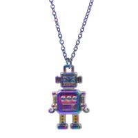 Κράμα ψευδάργυρου Μενταγιόν, Ρομπότ, πολύχρωμα επιχρυσωμένο, κοσμήματα μόδας, πολύχρωμα, 11x4x18mm, Sold Με PC