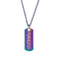 Tibetan Style Message Pendants, colorful plated, fashion jewelry & with letter pattern, multi-colored, 8x2x21mm, Sold By PC