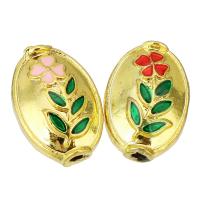Brass Jewelry Beads, gold color plated, enamel, more colors for choice, 12x17x8mm, Hole:Approx 2mm, 10PCs/Lot, Sold By Lot