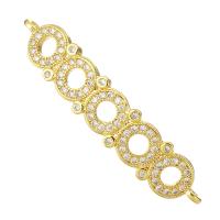 Cubic Zirconia Micro Pave Brass Connector, gold color plated, micro pave cubic zirconia & hollow, 39x7x2mm, Hole:Approx 1mm, 10PCs/Lot, Sold By Lot