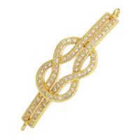 Cubic Zirconia Micro Pave Brass Connector, gold color plated, micro pave cubic zirconia & hollow, 39x11x2mm, Hole:Approx 1mm, 10PCs/Lot, Sold By Lot