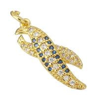 Cubic Zirconia Micro Pave Brass Pendant, gold color plated, micro pave cubic zirconia, 6x19x3mm, Hole:Approx 2mm, 10PCs/Lot, Sold By Lot