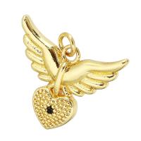 Cubic Zirconia Micro Pave Brass Pendant, gold color plated, micro pave cubic zirconia, 21x18x3mm, Hole:Approx 2mm, 10PCs/Lot, Sold By Lot