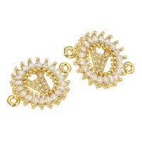 Cubic Zirconia Micro Pave Brass Connector gold color plated micro pave cubic zirconia & hollow Approx 1mm Sold By Lot