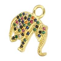 Cubic Zirconia Micro Pave Brass Pendant, Elephant, gold color plated, micro pave cubic zirconia, 16x18x2mm, Hole:Approx 3mm, 10PCs/Lot, Sold By Lot