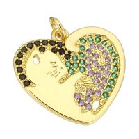 Cubic Zirconia Micro Pave Brass Pendant, Heart, gold color plated, micro pave cubic zirconia, 20x18x2mm, Hole:Approx 2mm, 10PCs/Lot, Sold By Lot