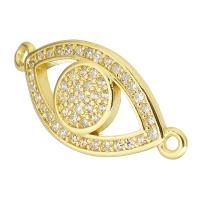 Cubic Zirconia Micro Pave Brass Connector, Eye, gold color plated, micro pave cubic zirconia, 21x10x2mm, Hole:Approx 1mm, 10PCs/Lot, Sold By Lot