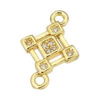 Cubic Zirconia Micro Pave Brass Connector, gold color plated, micro pave cubic zirconia, 14x10x2mm, Hole:Approx 1mm, 10PCs/Lot, Sold By Lot