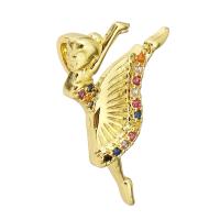 Cubic Zirconia Micro Pave Brass Pendant, Girl, gold color plated, micro pave cubic zirconia, 13x21x5mm, Hole:Approx 2mm, 10PCs/Lot, Sold By Lot