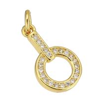 Cubic Zirconia Micro Pave Brass Pendant, gold color plated, micro pave cubic zirconia, 9x16x2mm, Hole:Approx 3mm, 10PCs/Lot, Sold By Lot