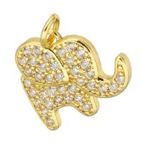 Cubic Zirconia Micro Pave Brass Pendant, Elephant, gold color plated, micro pave cubic zirconia, 18x15x2mm, Hole:Approx 3mm, 10PCs/Lot, Sold By Lot