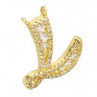 Cubic Zirconia Micro Pave Brass Pendant, gold color plated, micro pave cubic zirconia & double-hole, 16x20x3mm, Hole:Approx 1mm, 10PCs/Lot, Sold By Lot