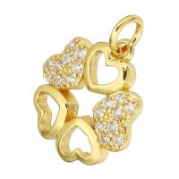 Cubic Zirconia Micro Pave Brass Pendant, gold color plated, micro pave cubic zirconia & hollow, 15x16x2mm, Hole:Approx 3mm, 10PCs/Lot, Sold By Lot