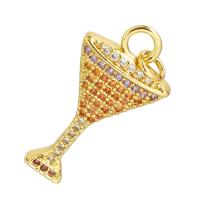 Cubic Zirconia Micro Pave Brass Pendant, gold color plated, micro pave cubic zirconia, 14x27x3mm, Hole:Approx 3mm, 10PCs/Lot, Sold By Lot