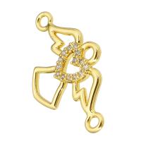 Cubic Zirconia Micro Pave Brass Connector, Angel, gold color plated, micro pave cubic zirconia & hollow, 23x13x2mm, Hole:Approx 2mm, 10PCs/Lot, Sold By Lot