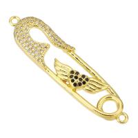 Cubic Zirconia Micro Pave Brass Connector gold color plated micro pave cubic zirconia & hollow Approx 1mm Sold By Lot