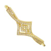 Cubic Zirconia Micro Pave Brass Connector, gold color plated, micro pave cubic zirconia, 39x14x2mm, Hole:Approx 2mm, 10PCs/Lot, Sold By Lot