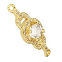 Cubic Zirconia Micro Pave Brass Connector gold color plated micro pave cubic zirconia & hollow Approx 2mm Sold By Lot