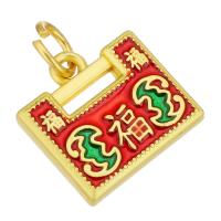 Brass Jewelry Pendants, gold color plated, double-sided enamel & two tone, two different colored, 15x14x3mm, Hole:Approx 4mm, 10PCs/Lot, Sold By Lot
