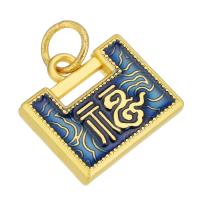 Brass Jewelry Pendants, gold color plated, double-sided enamel & two tone, two different colored, 15x14x3mm, Hole:Approx 4mm, 10PCs/Lot, Sold By Lot