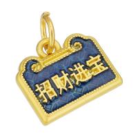 Brass Jewelry Pendants, gold color plated, double-sided enamel & two tone, two different colored, 14x12x3mm, Hole:Approx 4mm, 10PCs/Lot, Sold By Lot