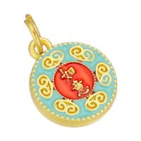 Brass Jewelry Pendants gold color plated double-sided enamel & two tone two different colored Approx 4mm Sold By Lot