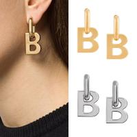 Huggie Hoop Drop Earring Brass Letter B plated detachable & for woman nickel lead & cadmium free 40mm Sold By Pair
