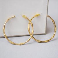 Brass Hoop Earring gold color plated for woman nickel lead & cadmium free 50mm Sold By Pair