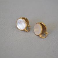 Brass Drop Earring with White Shell 18K gold plated for woman nickel lead & cadmium free 15mm Sold By Pair