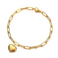 Stainless Steel Jewelry Bracelet Heart plated for woman Length Approx 8.07 Inch Sold By PC