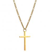 Edelstahl Schmuck Halskette, Kreuz, plattiert, unisex, keine, 43*26mm,4mm, Länge:ca. 23.63 ZollInch, verkauft von PC