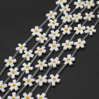 Natürliche weiße Muschelperlen, Blume, DIY & Emaille, weiß, 15x14x2mm, 15PCs/Strang, verkauft per 38 cm Strang