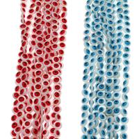 Modni zlo oko nakit Beads, Bijela Shell, double - sided emajl & možete DIY, više boja za izbor, 9x9x5mm, 44računala/Strand, Prodano Per 38 cm Strand