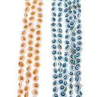Perles de bijoux mode Evil Eye, coquille blanche, œil, émail double face & DIY, plus de couleurs à choisir, 8mm, 44PC/brin, Vendu par 38 cm brin