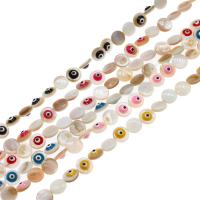 Mode Evil Eye Schmuck Perlen, Weiße Muschel, blöser Blick, DIY & Emaille, keine, 8mm, 44PCs/Strang, verkauft per 38 cm Strang