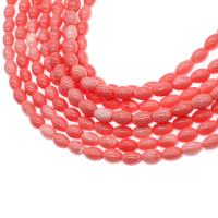 Harpiks smykker Perler, Resin, Oval, du kan DIY & imitationer af koraller, lyserød, 10x7x7mm, 36pc'er/Strand, Solgt Per 38 cm Strand