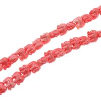 Grânulos de jóias de resina, Elefante, DIY & imitação de coral, rosa, 11x14x8mm, vendido para 38 cm Strand