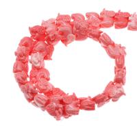 Harpiks smykker Perler, Resin, Elephant, du kan DIY & imitationer af koraller, lyserød, 11x14x8mm, Solgt Per 38 cm Strand