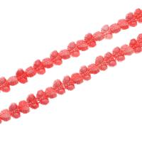 Perles bijoux en résine, papillon, DIY & imitation de corail, rose, 8x13x6mm, Vendu par 38 cm brin