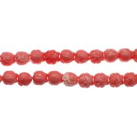 Grânulos de jóias de resina, Gato da fortuna, DIY & imitação de coral, rosa, 19x18x17mm, vendido para 38 cm Strand