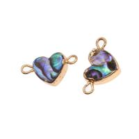 Shell Connector, Brass, with Abalone Shell, Heart, 18K imitated gold plated, mixed colors, 10x18x3mm, Sold By PC