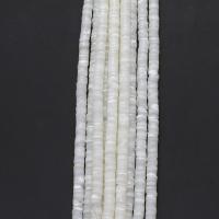 Natural White Shell gyöngyök, Lapos kerek, DIY, fehér, 6x6x2mm, Naponta eladott 38 cm Strand