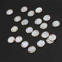 Natural White Shell Pendants with Brass Round white Sold By PC