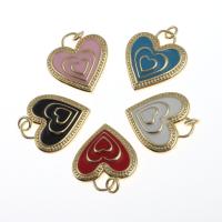 Μενταγιόν Brass Heart, Ορείχαλκος, Καρδιά, σμάλτο, περισσότερα χρώματα για την επιλογή, 22x20x4mm, Sold Με PC