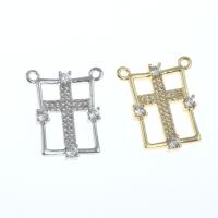 Cubic Zirconia Micro Pave Brass Connector with cross pattern & micro pave cubic zirconia Sold By PC