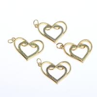 Cubic Zirconia Micro Pave Brass Pendant, Heart, micro pave cubic zirconia, more colors for choice, 14x24x2mm, Sold By PC