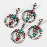 Rhinestone Earring, Tibetan Style, with acrylic rhinestone, fashion jewelry & for woman, more colors for choice, 58x35mm, Sold By Pair